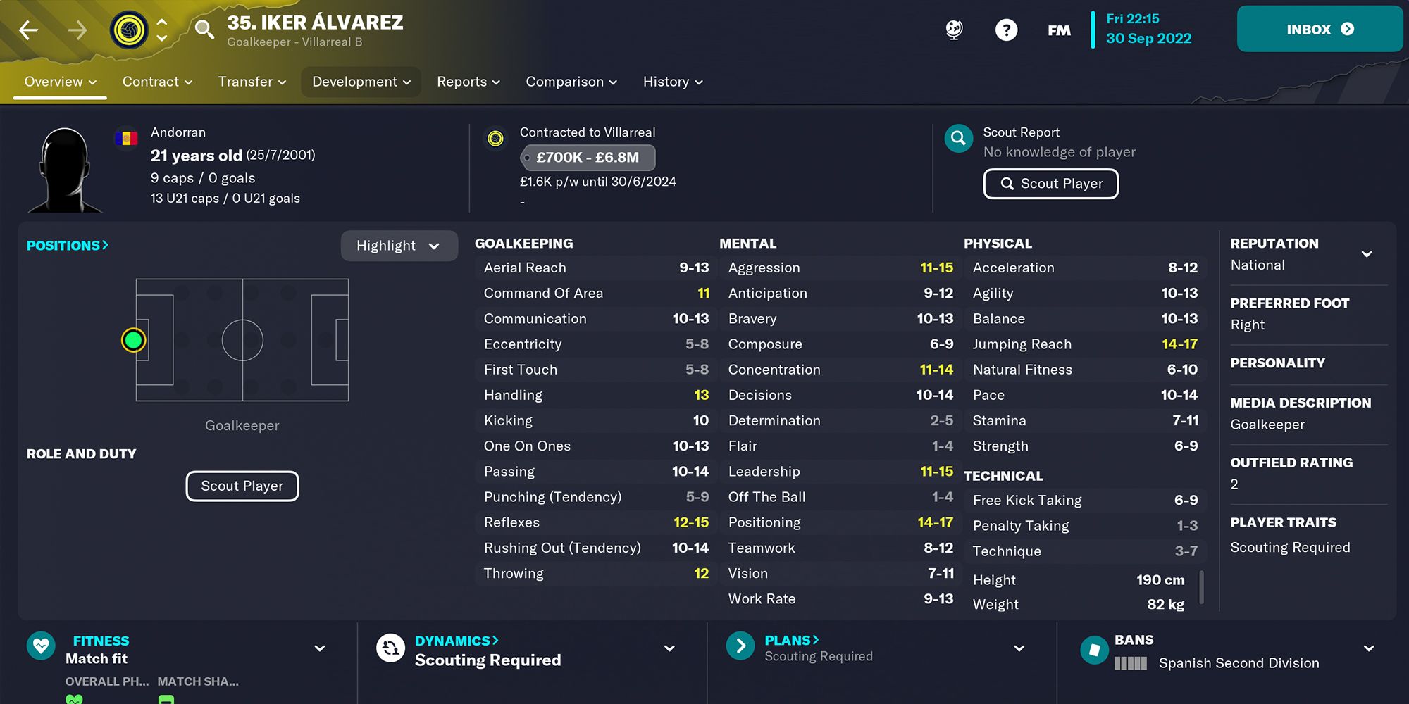 Screenshot of Iker Álvarez In Football Manager 23